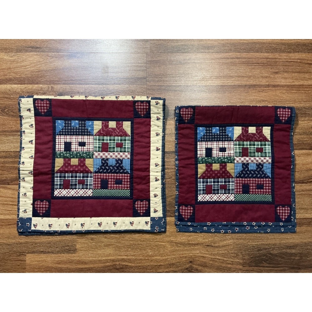 Quilted Table Topper - Log Cabin Pattern - Handmade/Primitive